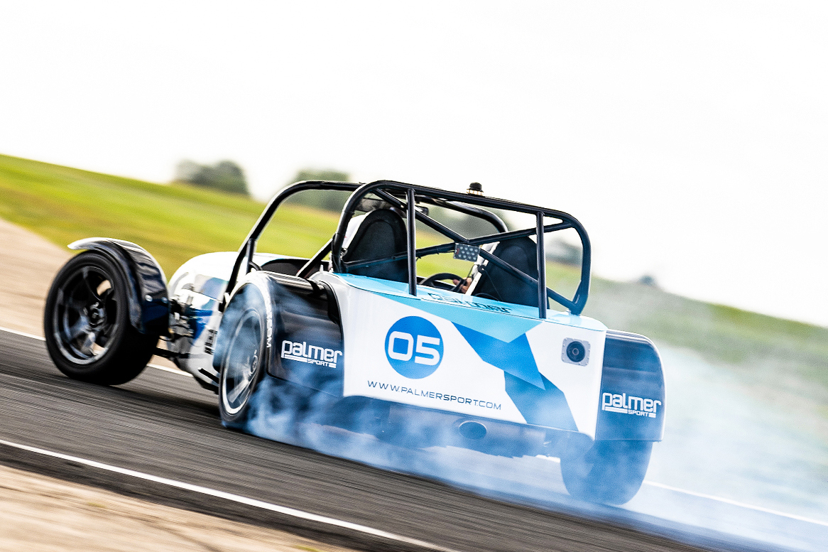 The Caterham PalmerSport Edition going sideways on the East circuit