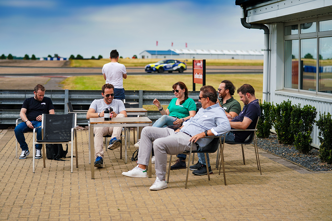 Guests relax during a break on their corporate hospitality driving event