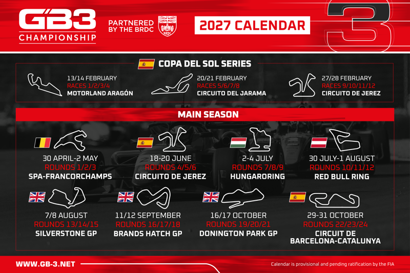 GB3 Championship reveals European-focused provisional 2027 calendar GB3 Championship reveals European-focused provisional 2027 calendar