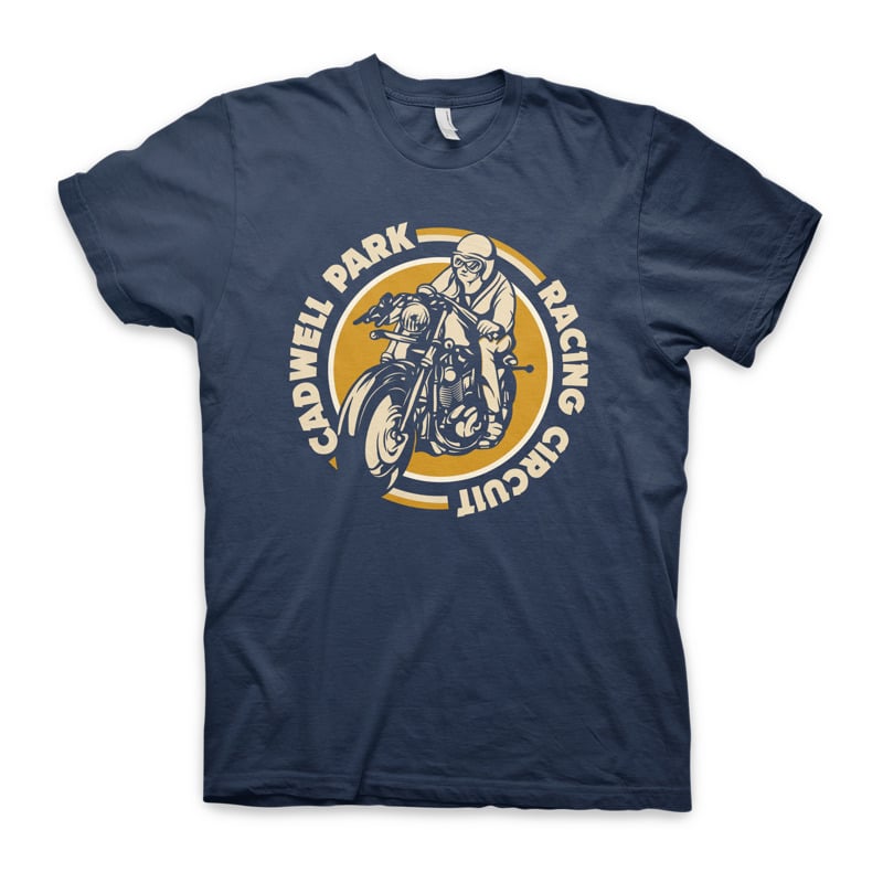 Cadwell Park Vintage Bike T-Shirt - Blue