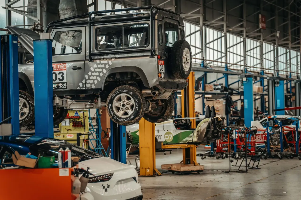 Land Rover in the garage