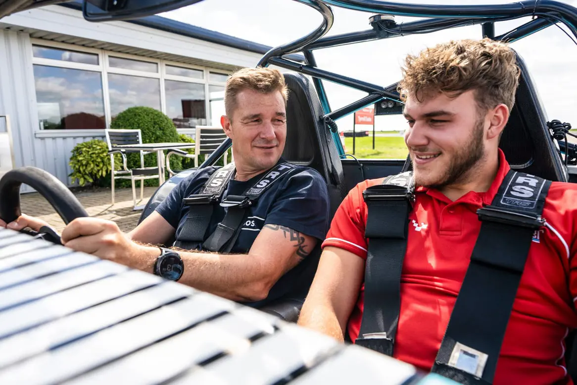 Instructor and guest sat in the Catherham PalmerSport
