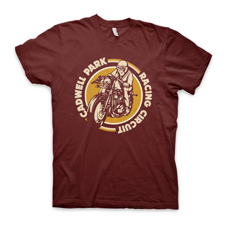Cadwell Park Vintage Bike T-Shirt - Burgundy