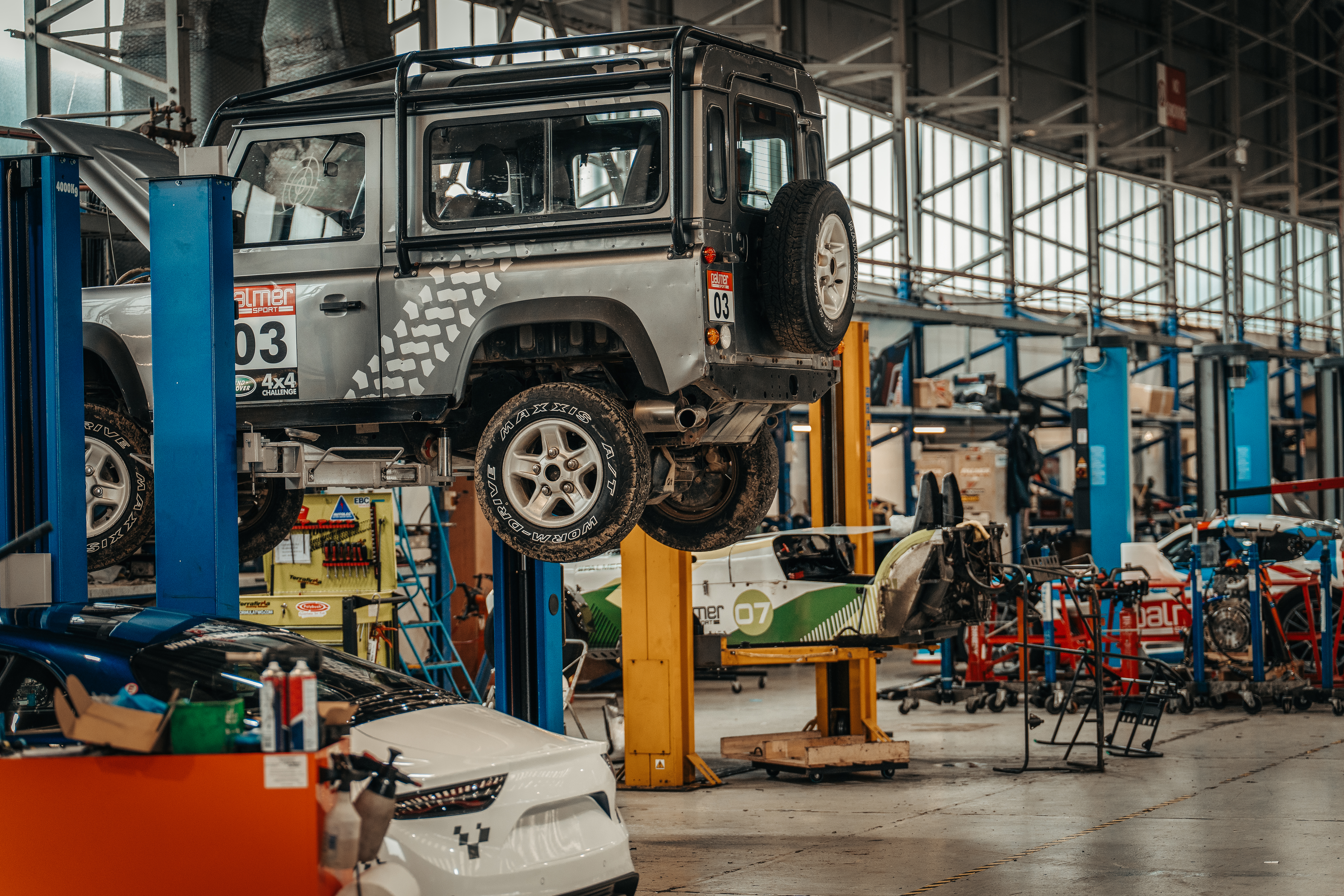 Land Rover in the garage